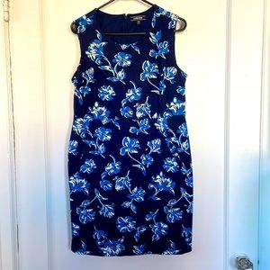 Navy floral Ponte knit sheath dress